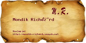 Mondik Richárd névjegykártya